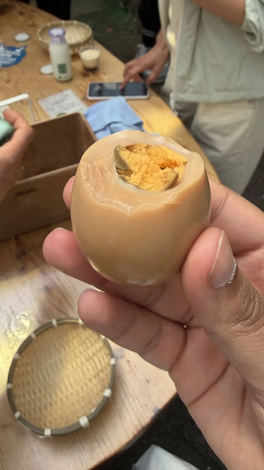Egg boiled from the steam of the hot spring